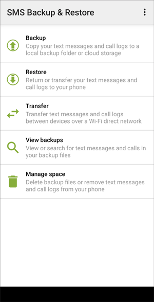 choose text messages for backup