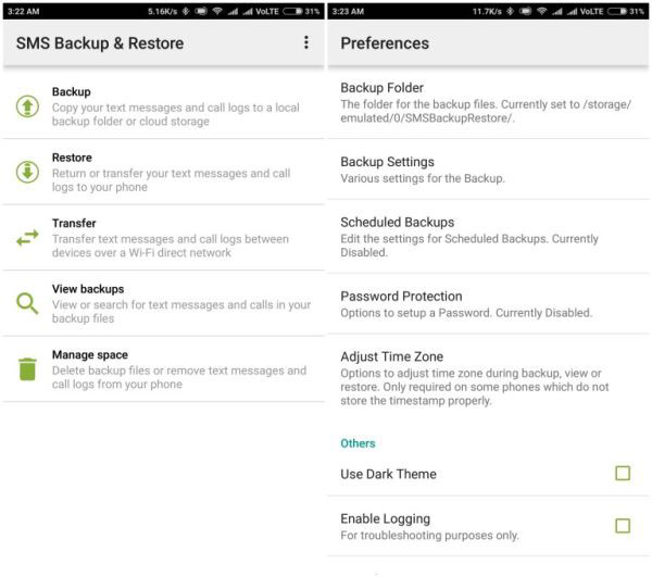 back up messages on android via sms backup & restore