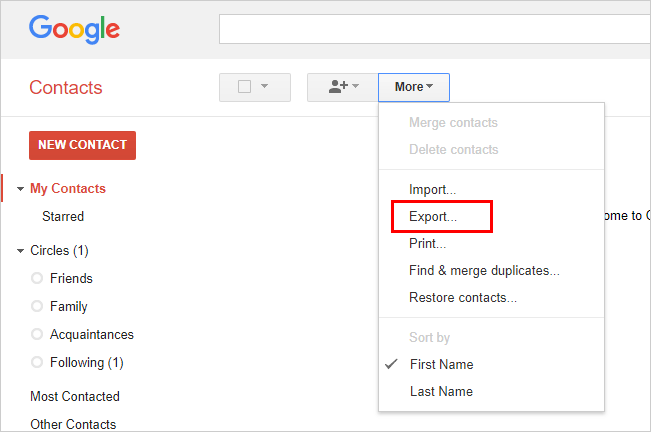 export google contacts to vcard