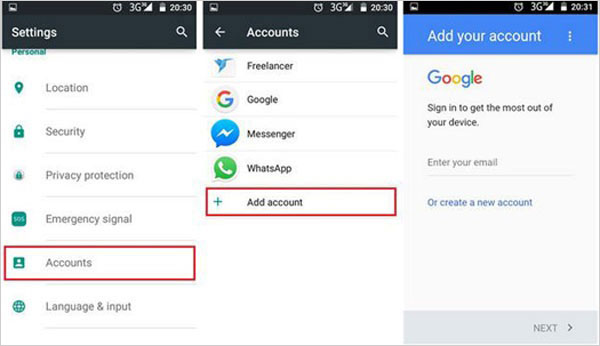 sync zte contacts to gmail account