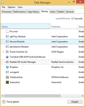 disable startup items