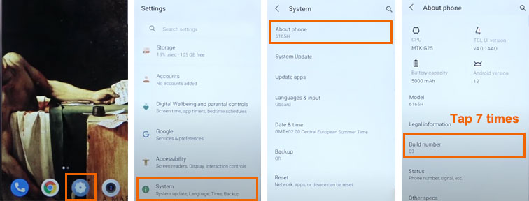 enable usb debugging on tcl phones