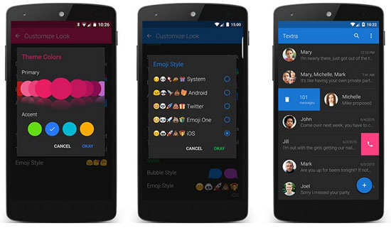 how to delete messages on android with textra sms