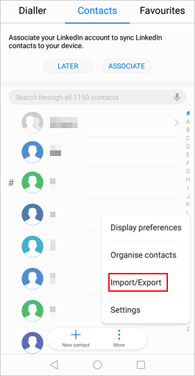 export pixel contacts