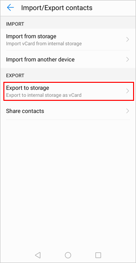 export xperia contacts to storage