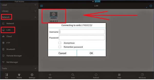 transfer files from pc to android via es file explorer