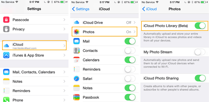 get photos from computer to iphone with icloud