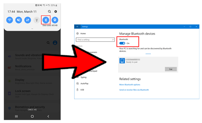 transfer photos from android to computer wirelessly by bluetooth
