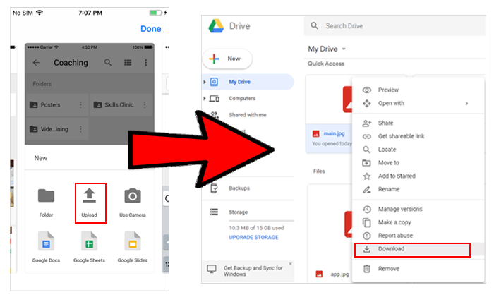 how to transfer photos from pixel to computer via google drive