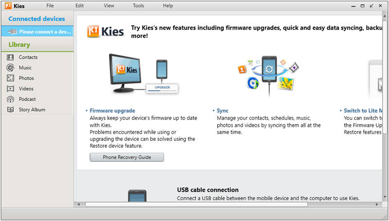 samsung connect to pc with samsung kies