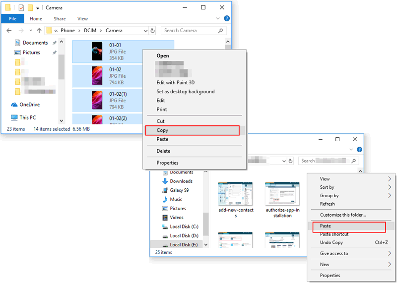 how to transfer photos from samsung to usb via windows explorer