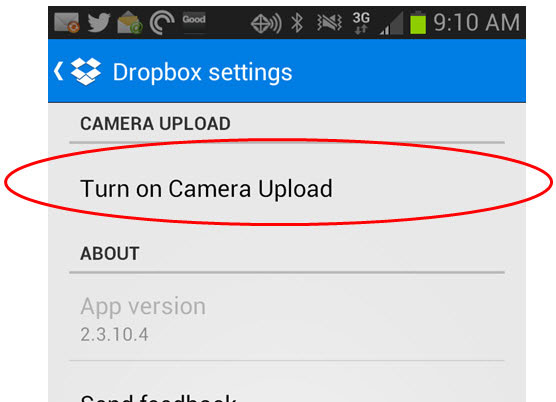 enable camera upload