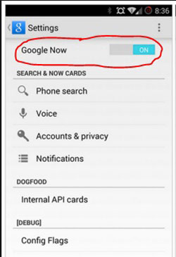 turn google now on