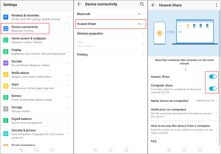 use huawei share to fix huawei not connecting to pc