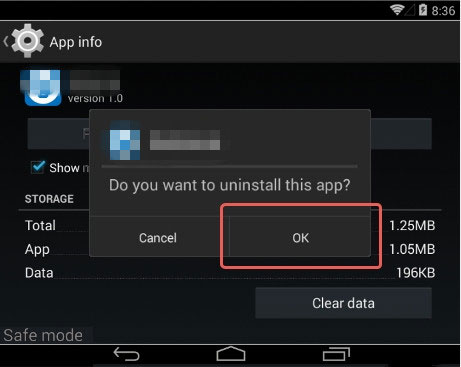 uninstall apps on android