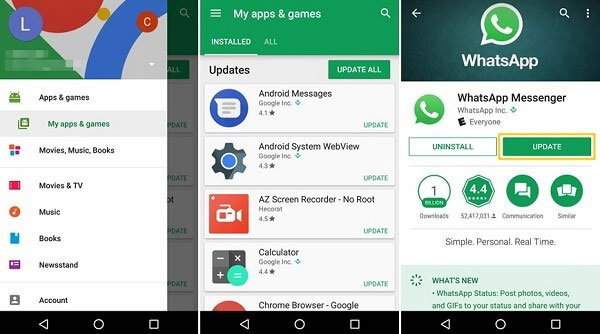upgrade whatsapp on android