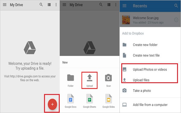 how to send files from iphone to android with google drive