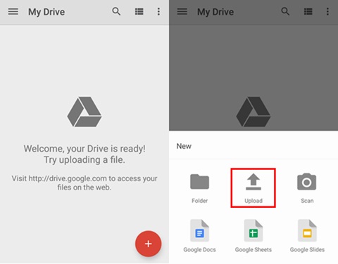 upload songs to google drive