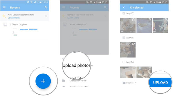 back up photos on android with dropbox