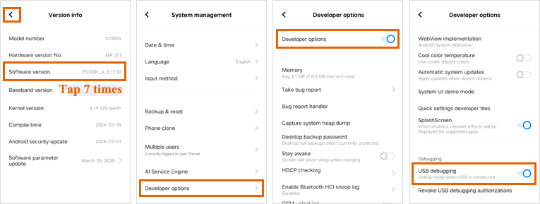 enable usb debugging on vivo phone 