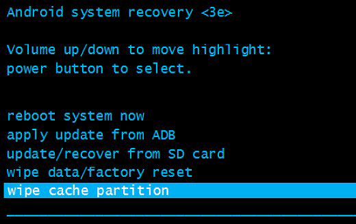 wipe cache partition on android