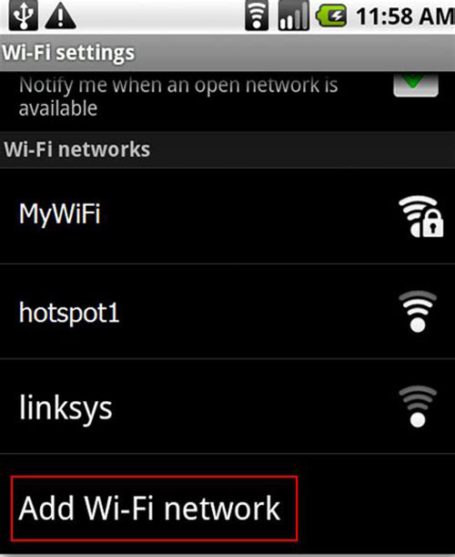 add wifi on android