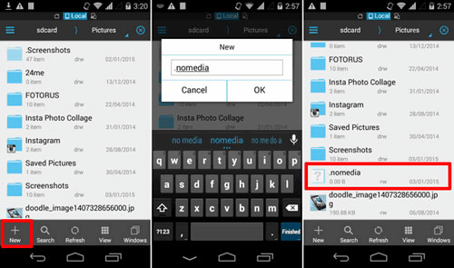 remove nomedia file to fix android photos deleted automatically