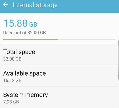check phone storage on samsung