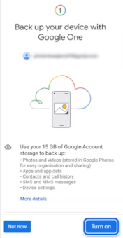 back up samsung data with google one