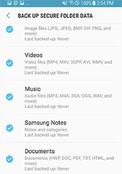 back up secure folder on samsung galaxy with samsung account