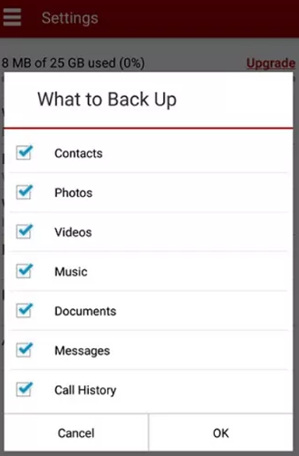 how to back up contacts to verizon cloud