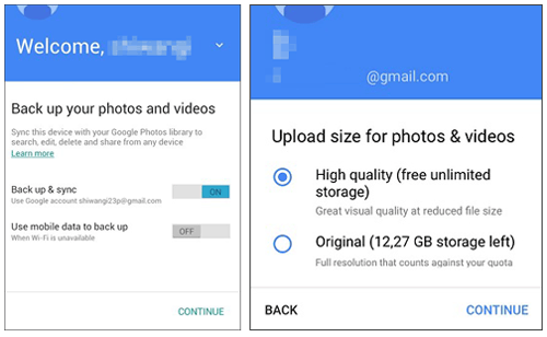 backup photos to google account