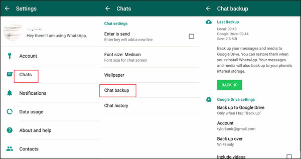 back up whatsapp messages to google drive