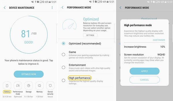 adjust battery performance mode