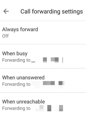 call forwarding settings