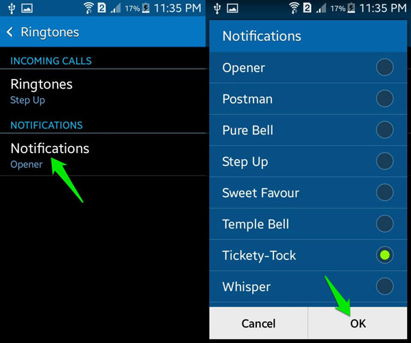 change android notification sounds
