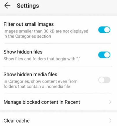 view hidden files on android with default file manager