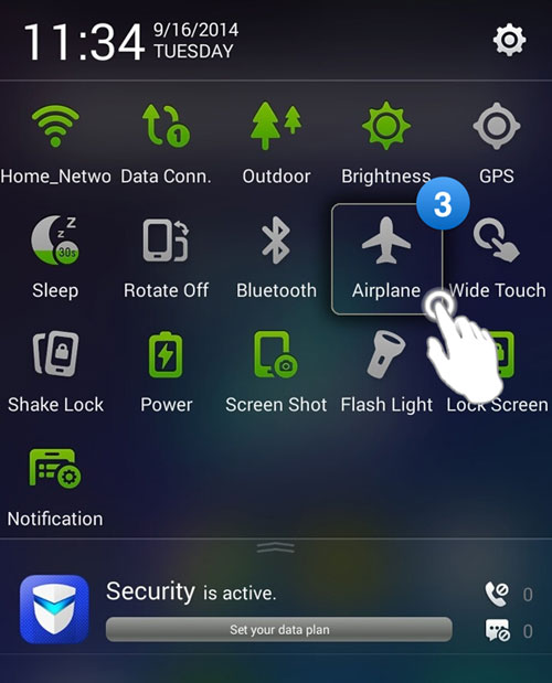 enable airplane mode on android