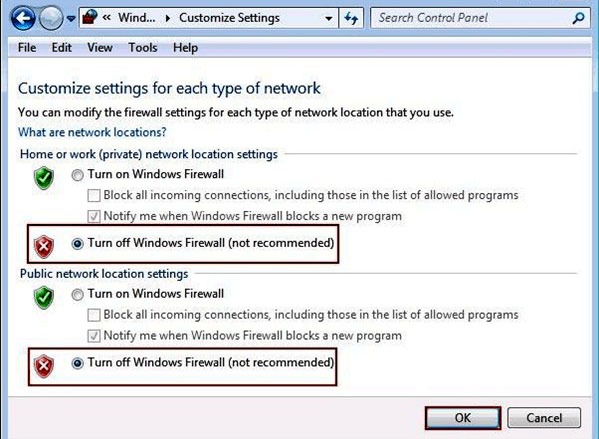 turn off firewall on pc