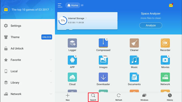 restore contacts from android with es file explorer