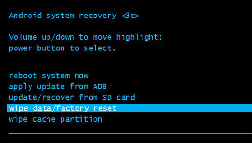 factory reset android