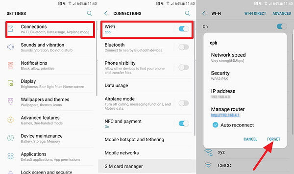 check network connection to fix whatsapp restoring stuck