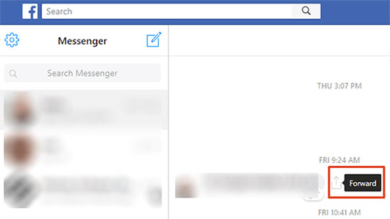 forward facebook messages