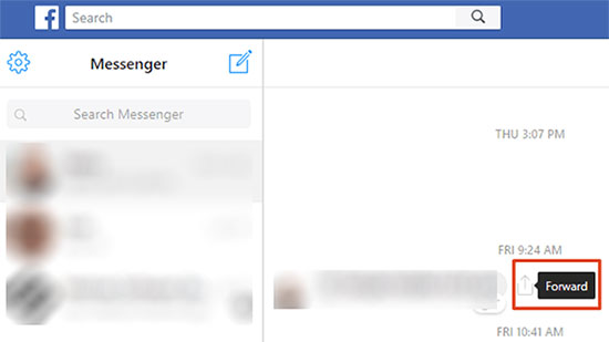 forward facebook messages