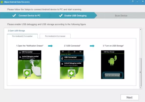 activate usb debugging to let myjad detect android