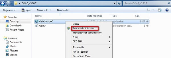 choose the run as administrator option