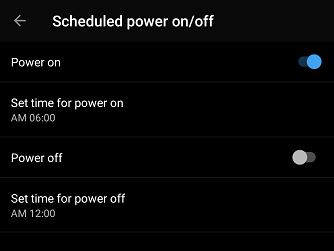 scheduled power on or off