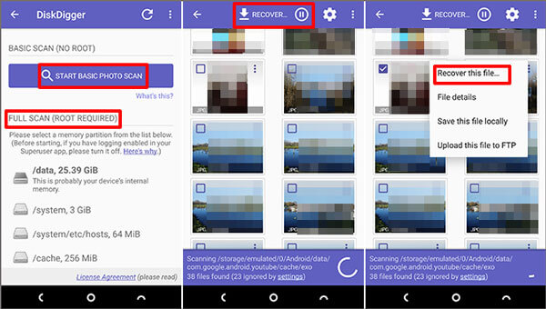 retrieve deleted android camera photos with diskdigger