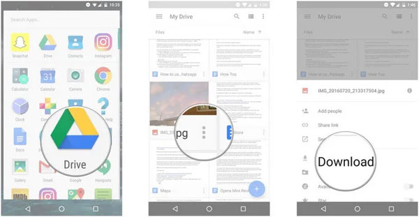 retrieve dcim folder on android from google drive