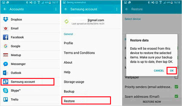 get contacts off a broken phone with samsung account